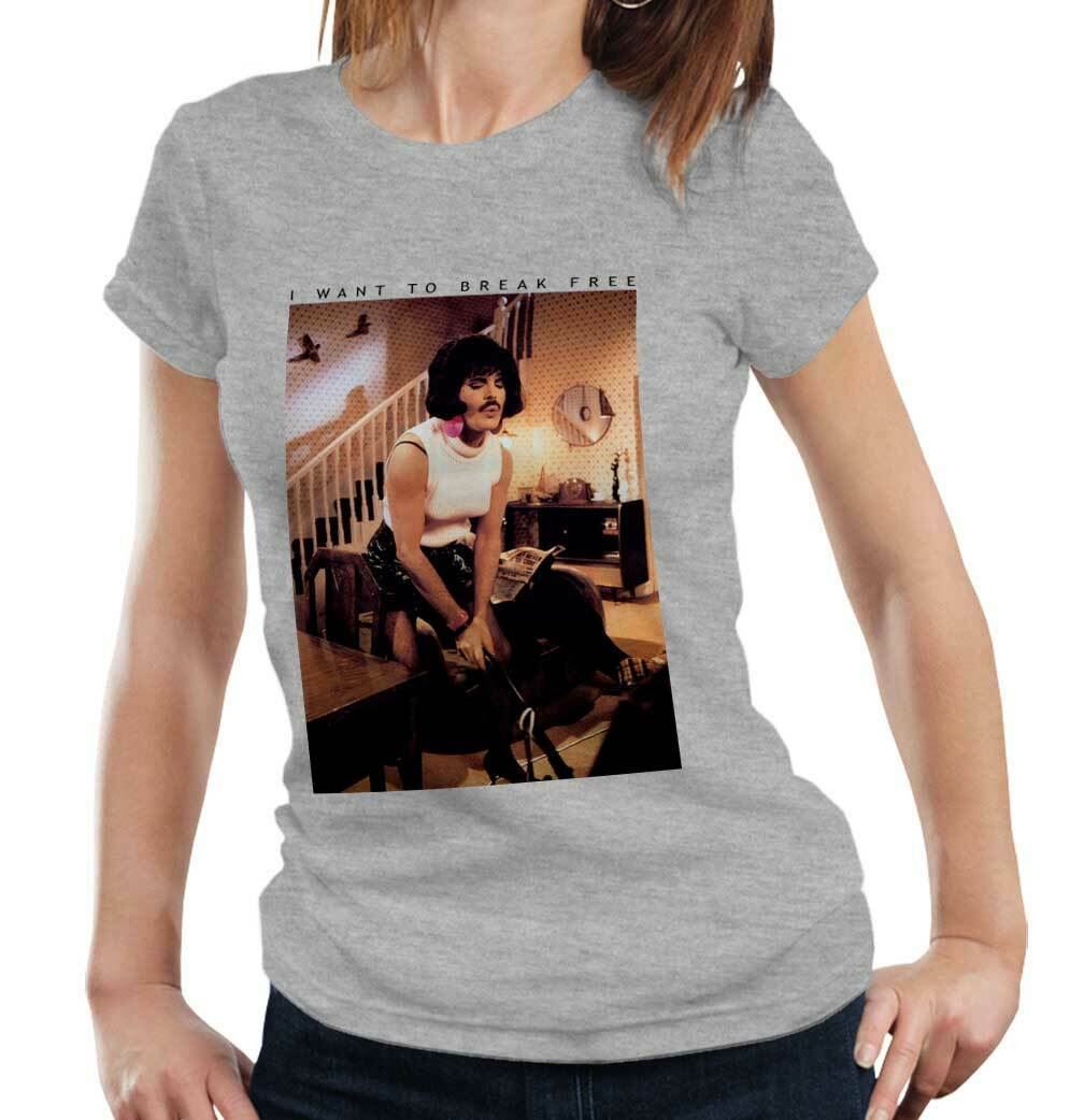 I Want to Break Free Freddie Mercury Photo Tshirt Fitted Ladies