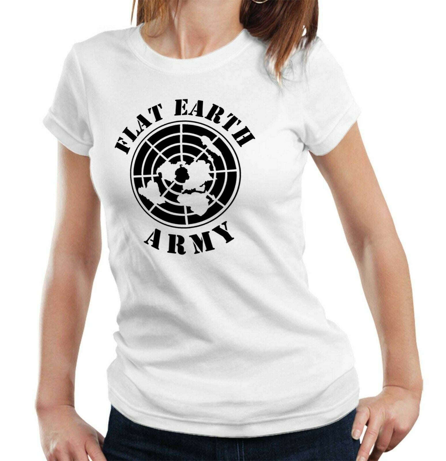 Flat Earth Army Tshirt Fitted Ladies