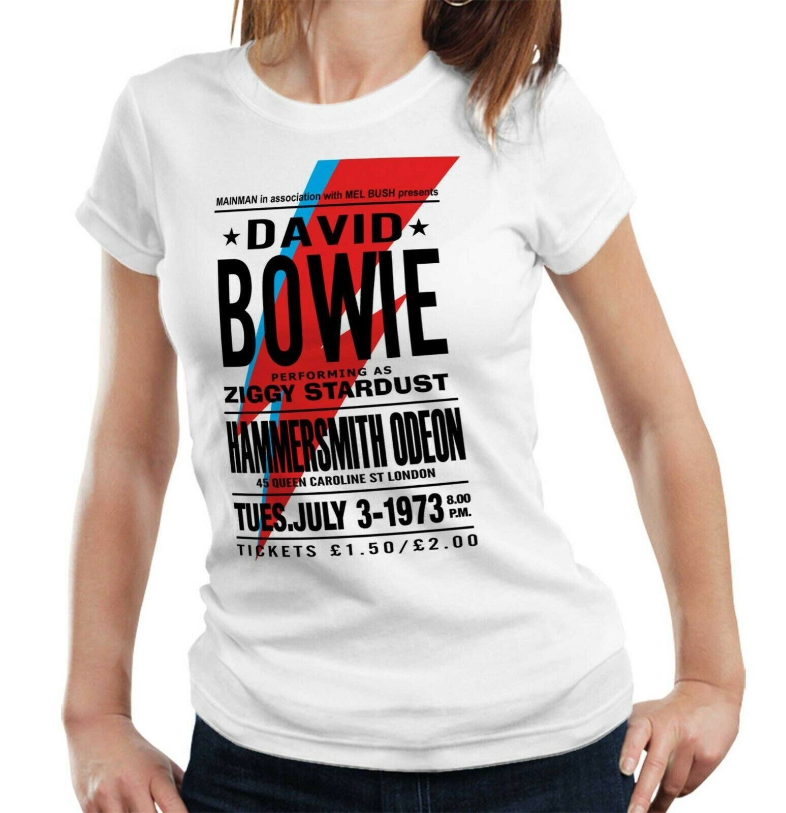 Bowie Hammersmith Odeon Poster Tshirt Fitted Ladies