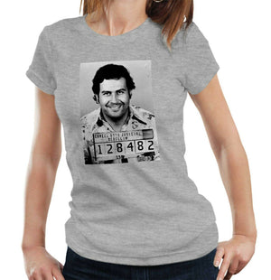 Pablo Escobar Mug Shot Tshirt Fitted Ladies