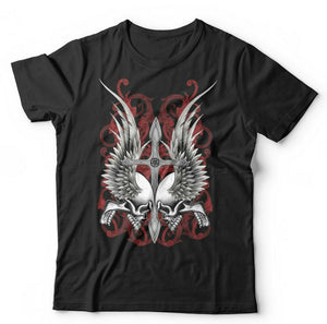 Winged Skulls Cross Tshirt Unisex