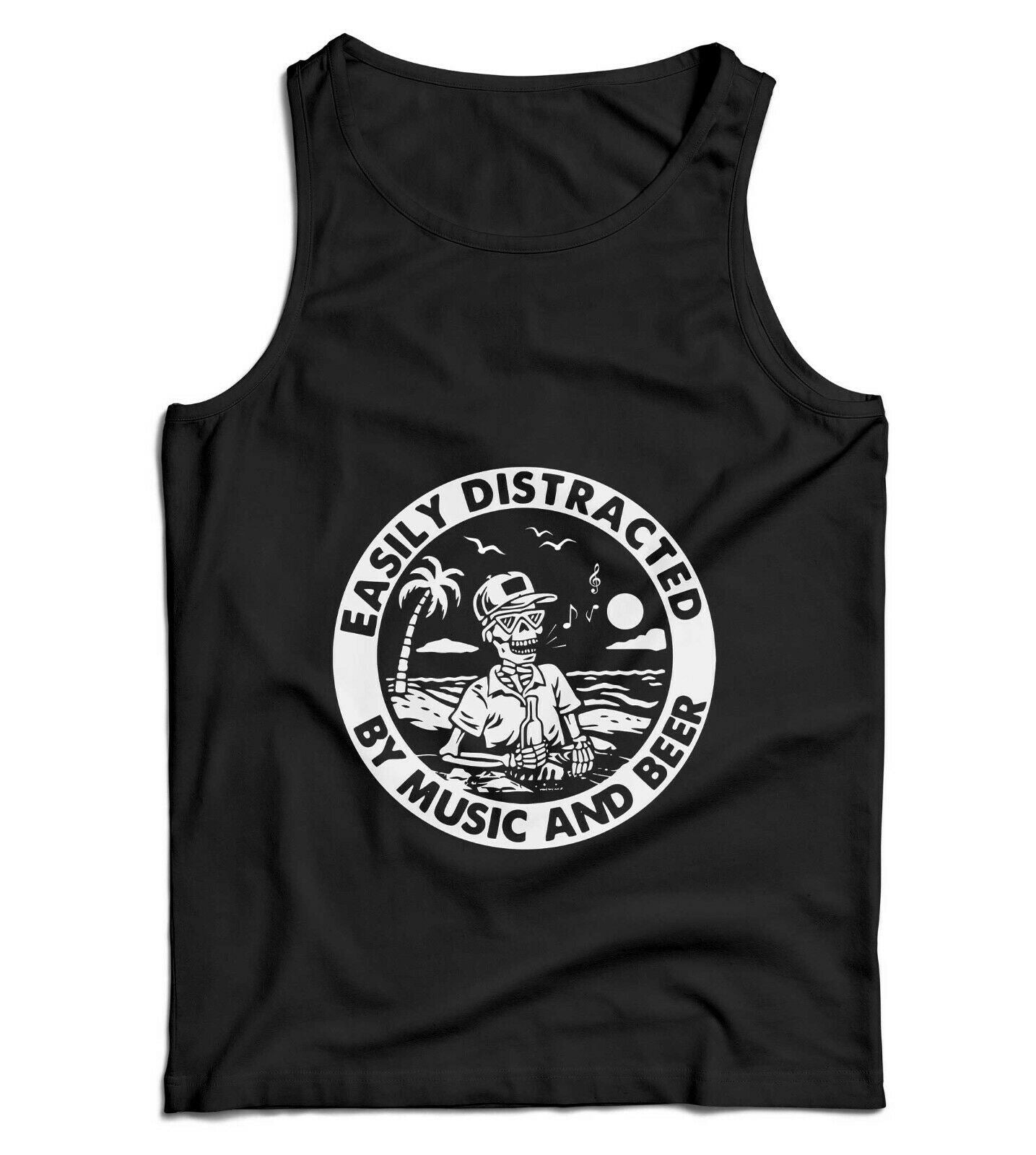 Easily Distracted By Music And Beer Ladies Vest Tank Top