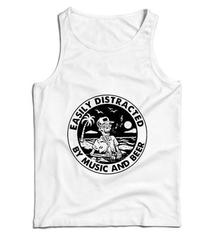 Easily Distracted By Music And Beer Ladies Vest Tank Top