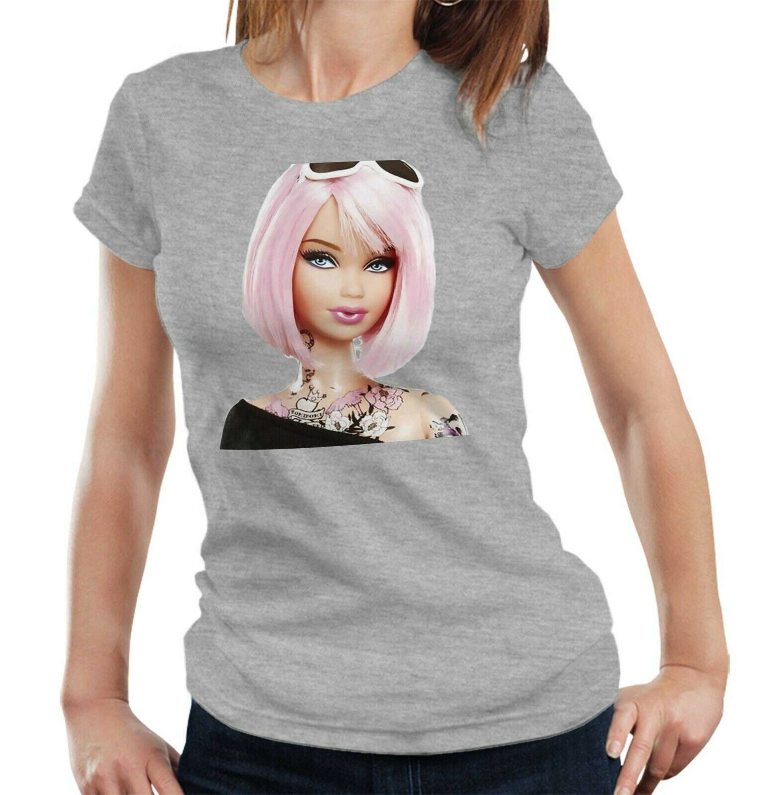 Barbie Punk/Sunglasses Tshirt Fitted Ladies