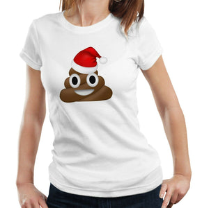 Christmas Emoji Poo Tshirt Fitted Ladies