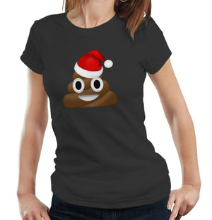 Christmas Emoji Poo Tshirt Fitted Ladies