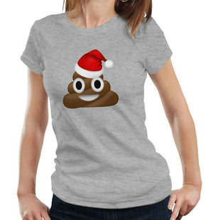 Christmas Emoji Poo Tshirt Fitted Ladies