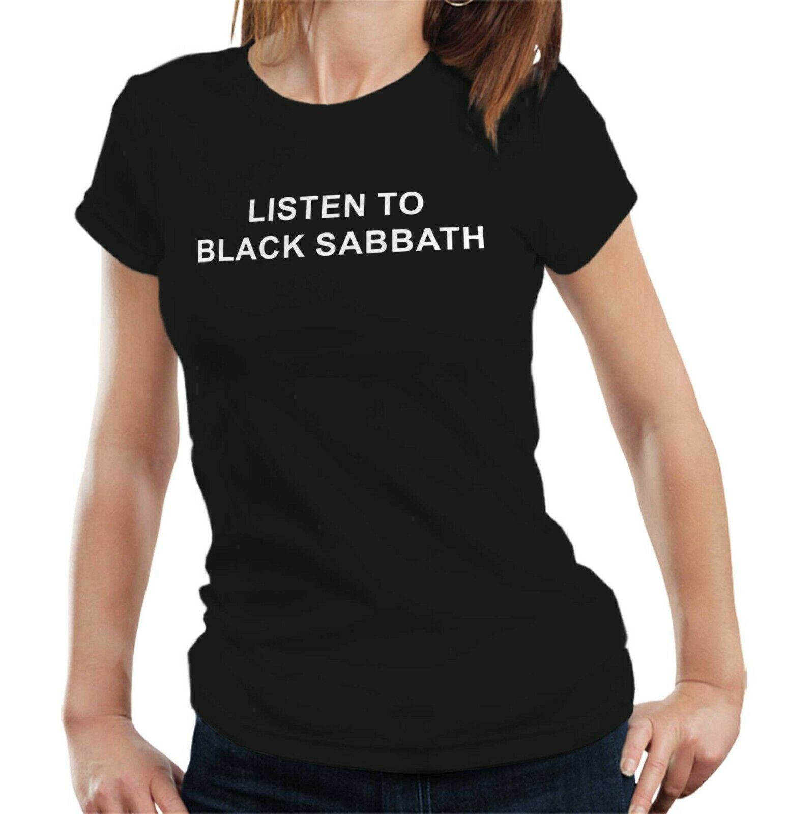 Listen To Black Sabbath Tshirt Fitted Ladies