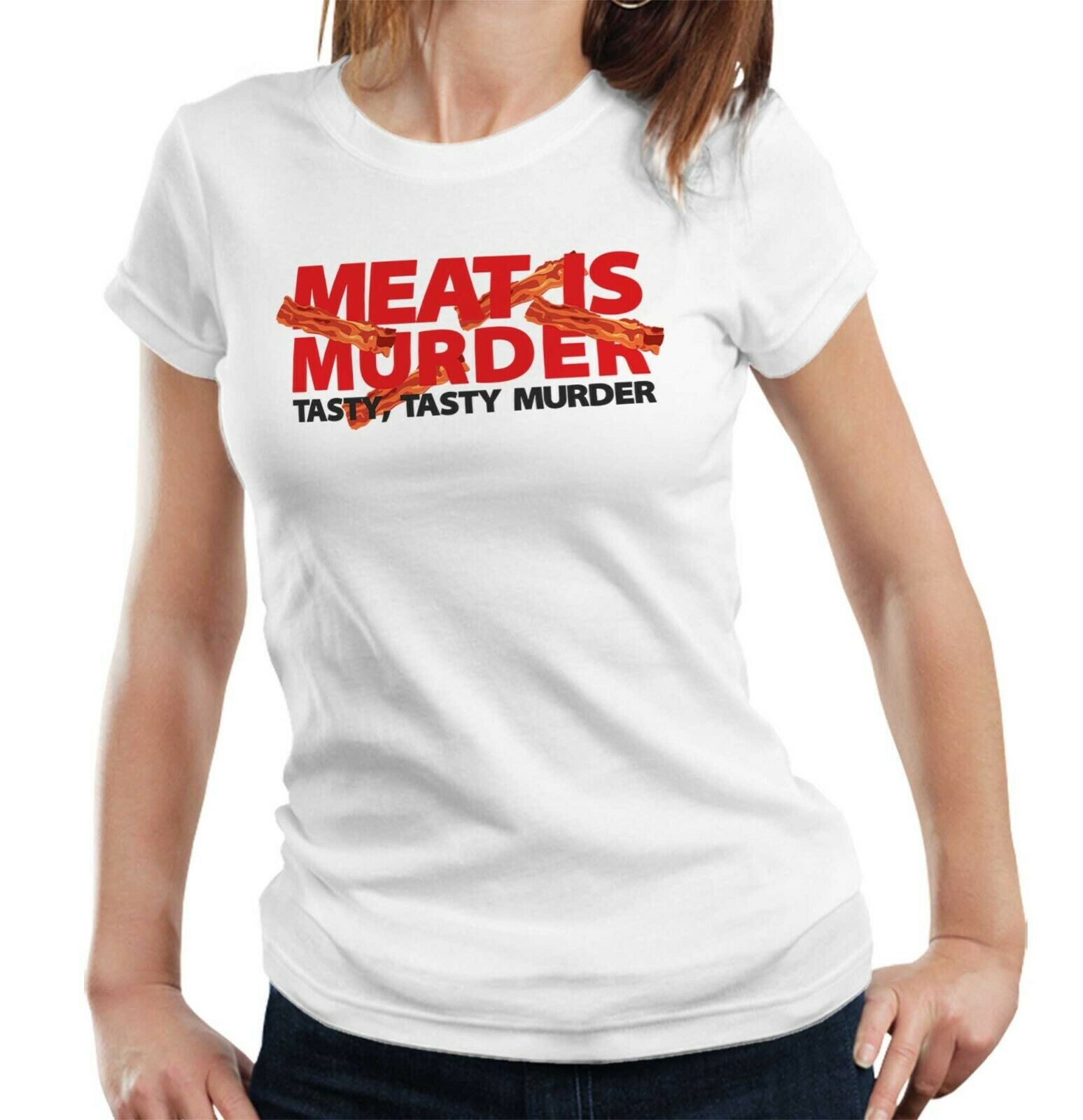 Meat Is Murder, Tasty Murder Tshirt Fitted Ladies