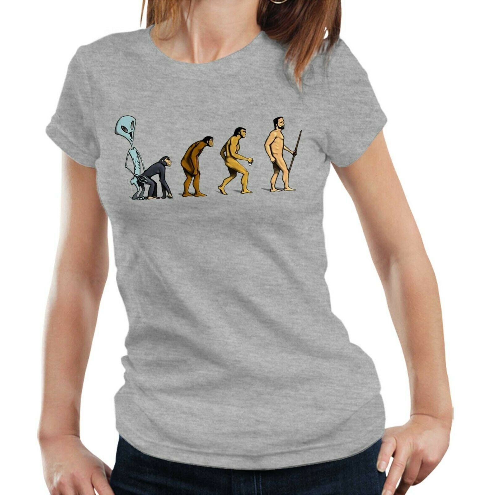 Alien Evolution Of Man Tshirt Fitted Ladies