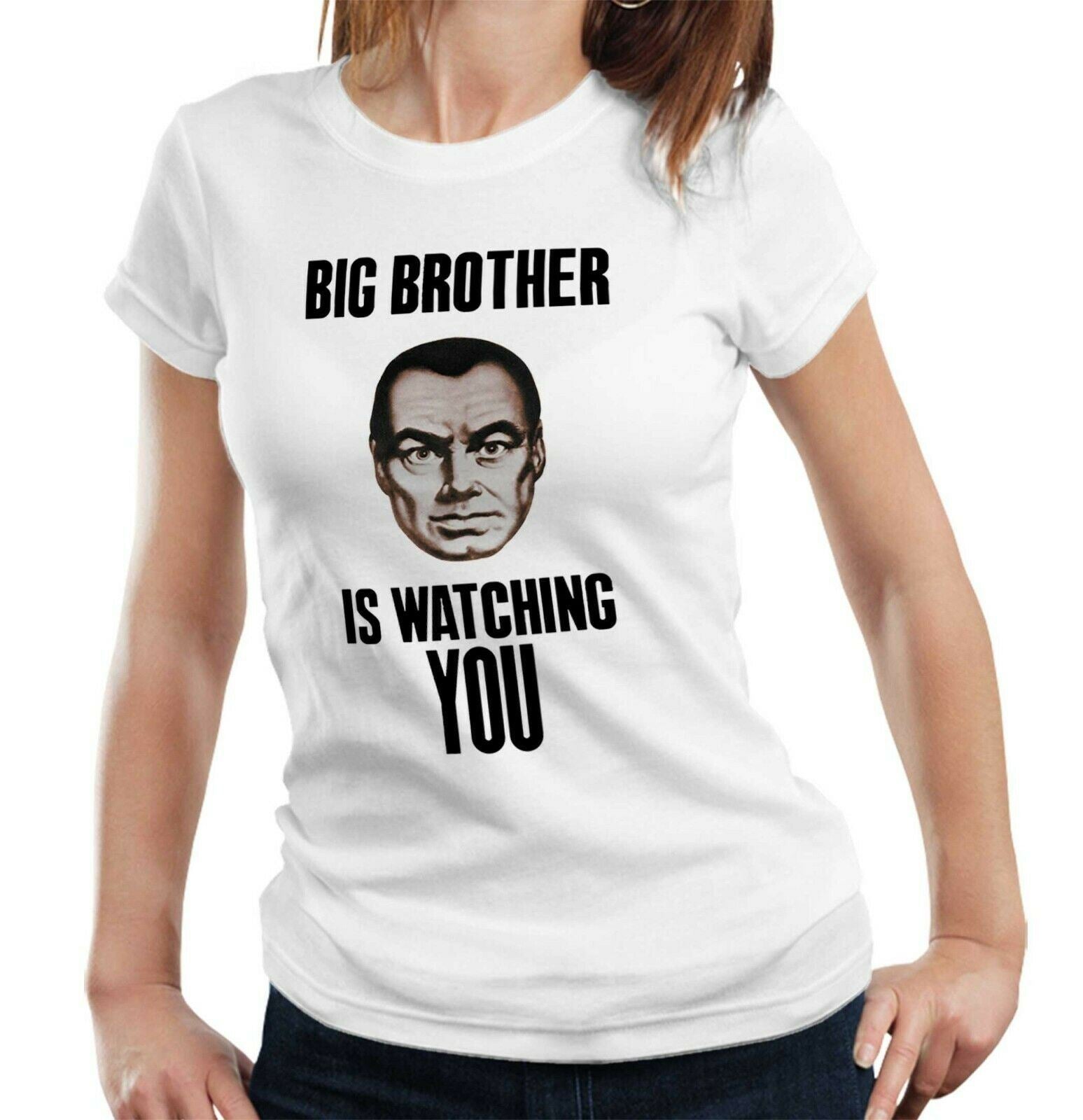 Original 1984 Big Brother Is Watching Tshirt Fitted Ladies