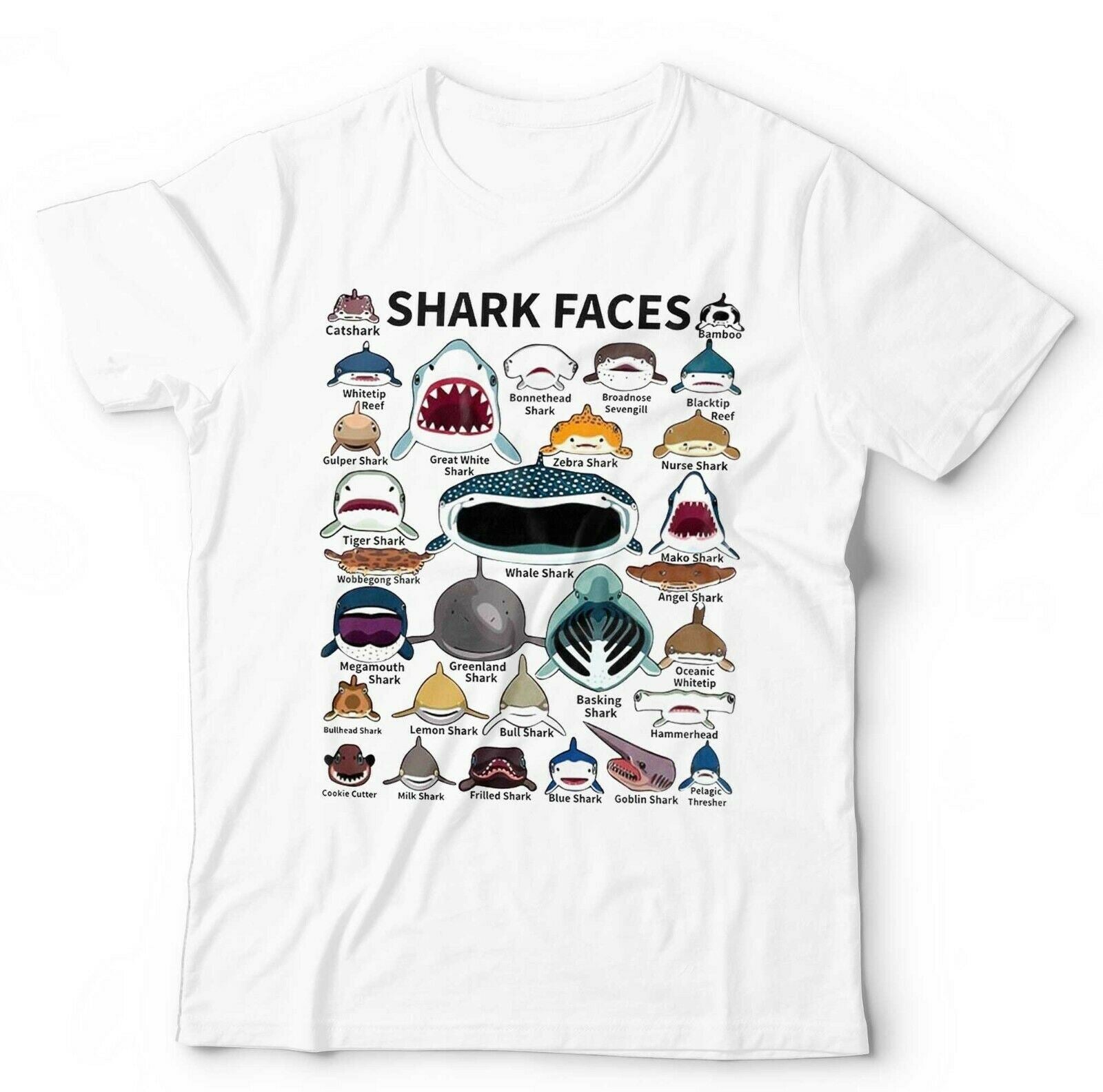 Shark Faces Tshirt Unisex & Kids