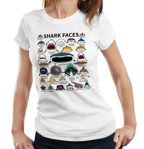 Shark Faces Tshirt Fitted Ladies