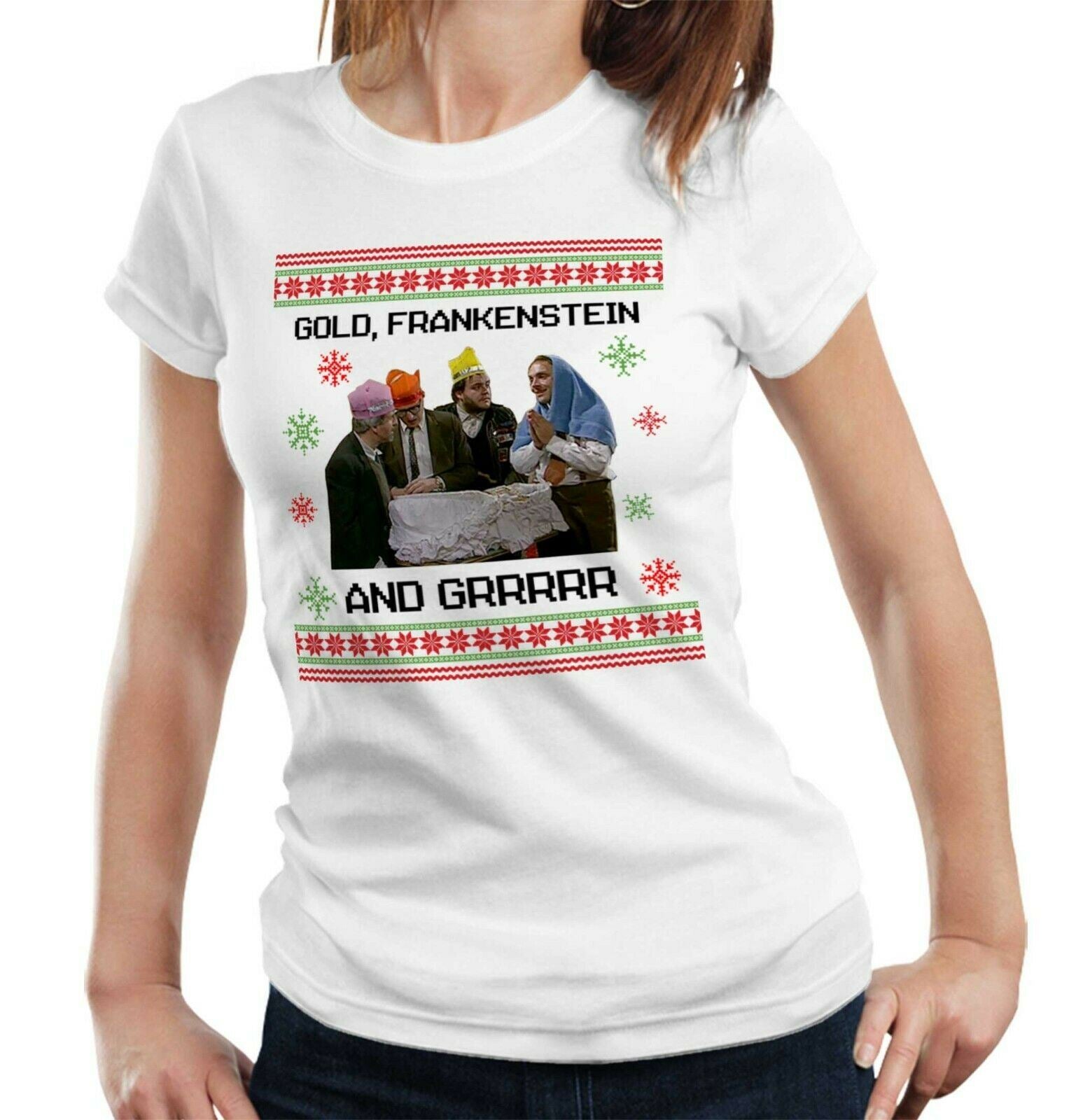 Bottom Christmas Tshirt Ladies Fitted