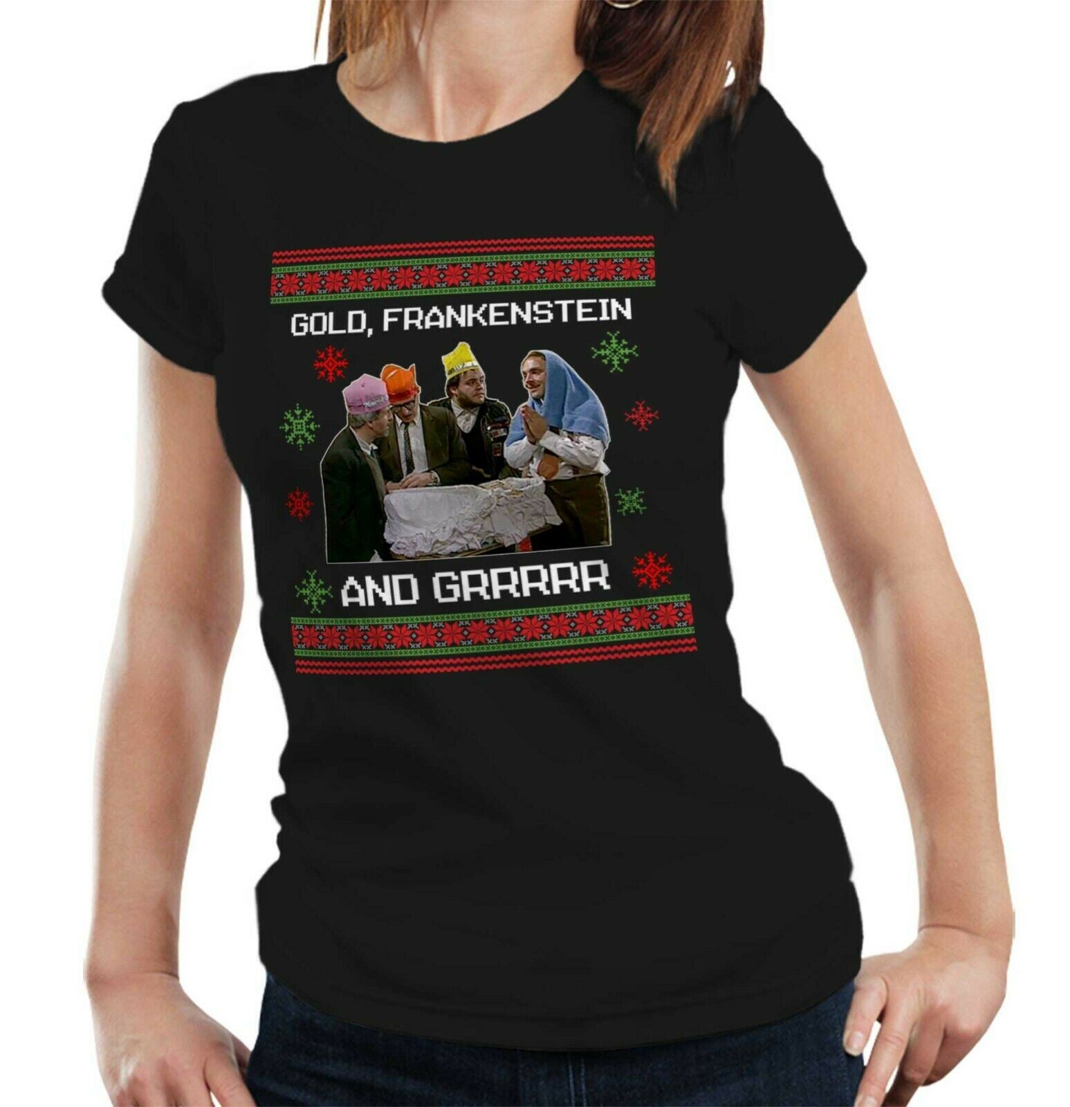 Bottom Christmas Tshirt Ladies Fitted