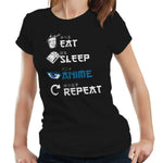 Eat Sleep Anime Repeat Tshirt Fitted Ladies