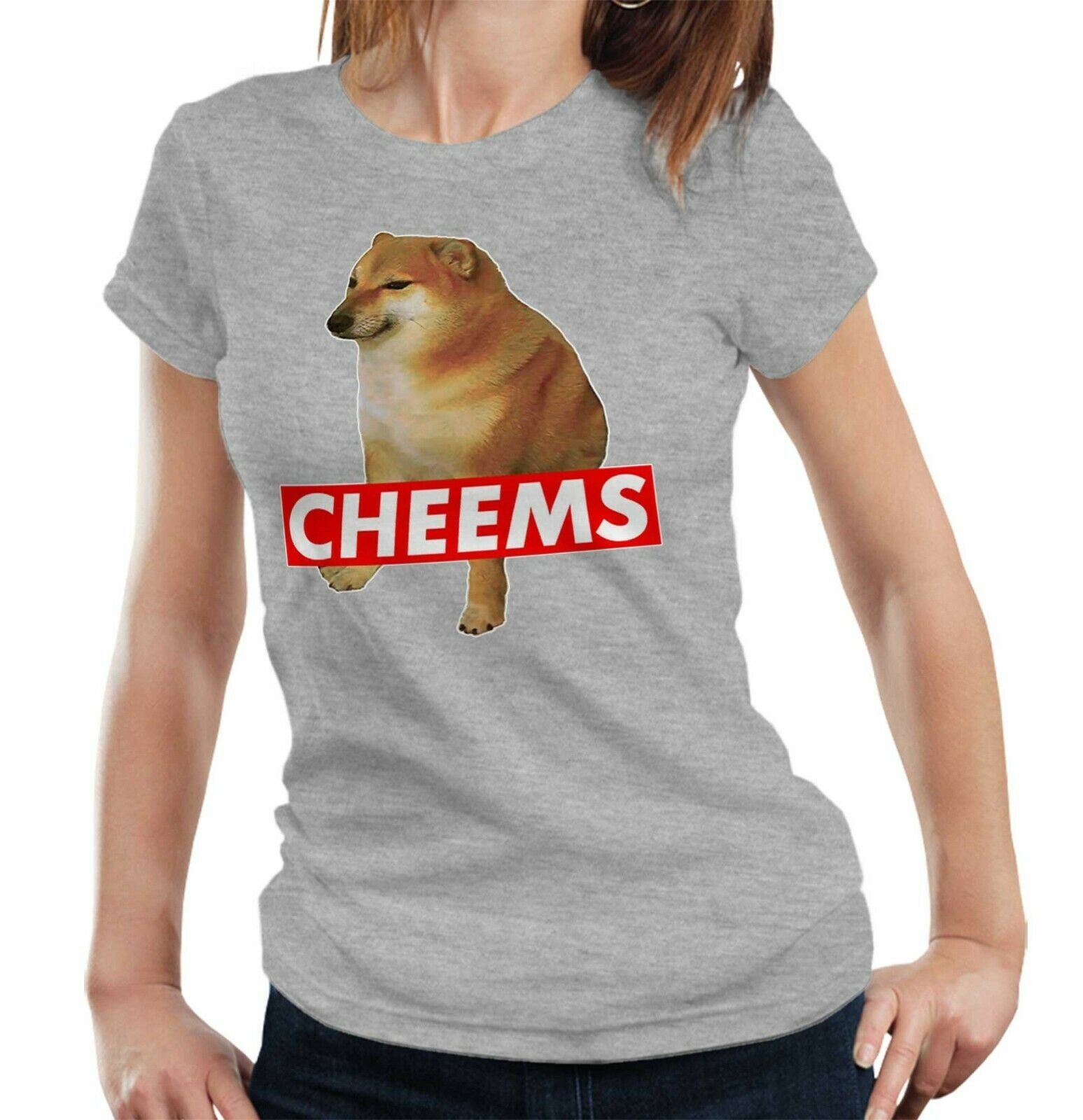 Cheems Tshirt Fitted Laides