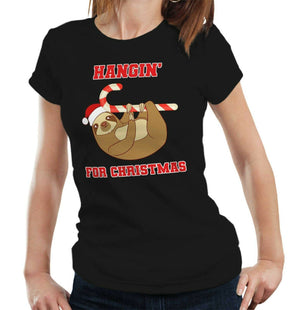 Hangin' For Christmas Tshirt Fitted Ladies