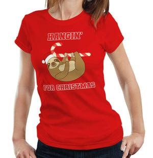 Hangin' For Christmas Tshirt Fitted Ladies