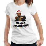 Merry Christmas Leonardo Meme Tshirt Fitted Ladies