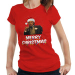 Merry Christmas Leonardo Meme Tshirt Fitted Ladies