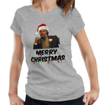 Merry Christmas Leonardo Meme Tshirt Fitted Ladies