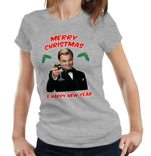 Christmas Leonardo Drink Tshirt Fitted Ladies