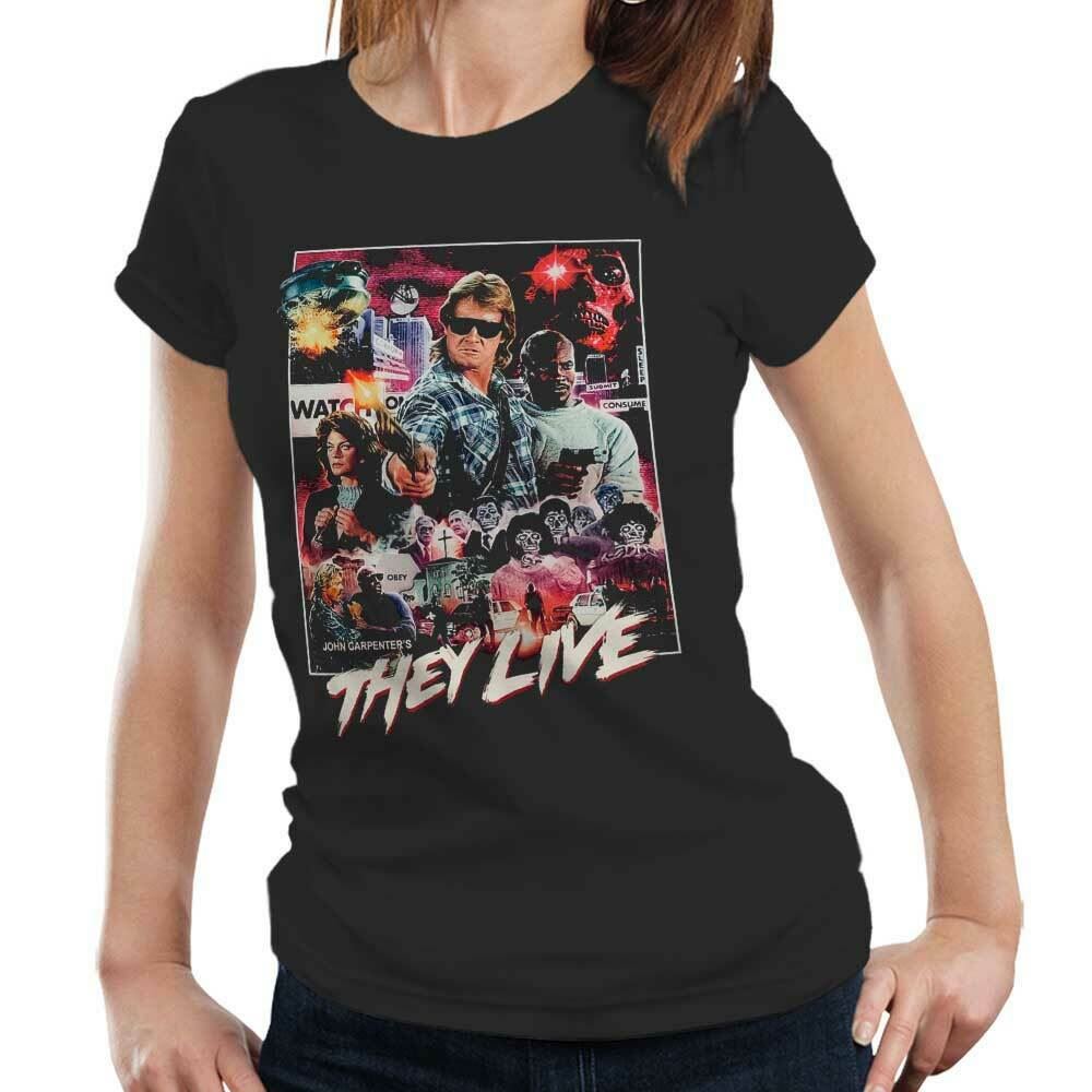 They Live Movie Poster Tshirt Fitted Ladies