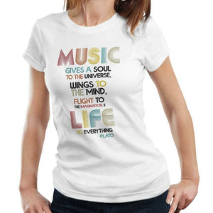 Music Gives A Soul Tshirt Fitted Ladies