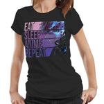 Eat Sleep Anime Repeat Tshirt Fitted Ladies