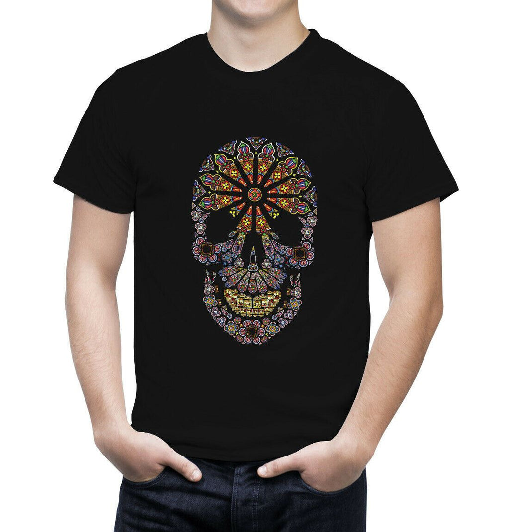 Stained Glass Skull Tshirt Unisex