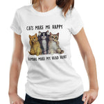 Cats Make Me Happy Tshirt Fitted Ladies