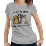 Cats Make Me Happy Tshirt Fitted Ladies