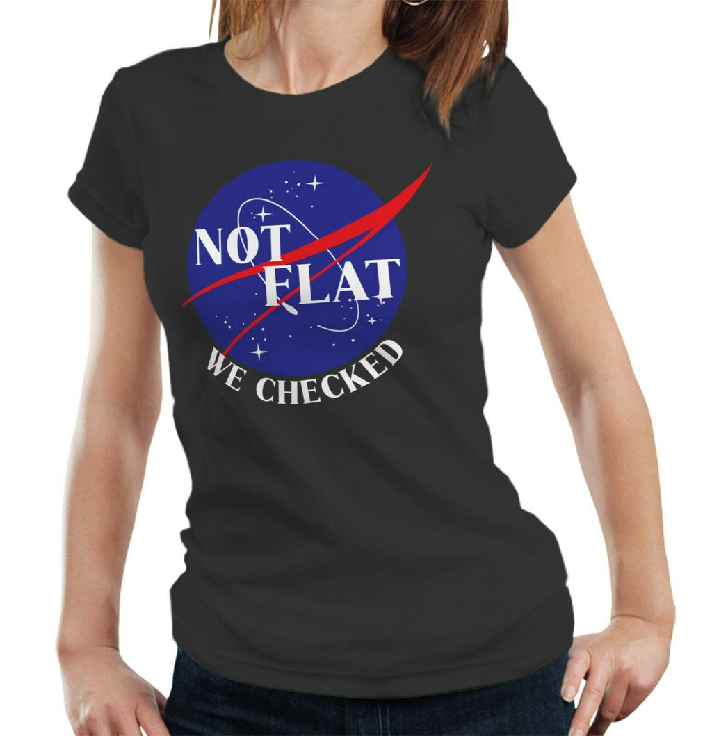 Not Flat We Checked Tshirt Fitted Ladies