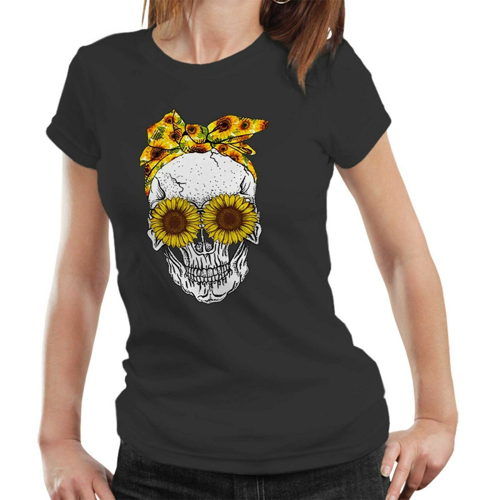 Sunflower Skull Tshirt Ladies