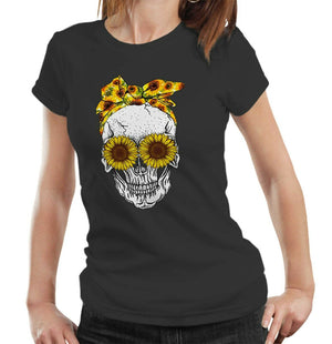 Sunflower Skull Tshirt Ladies