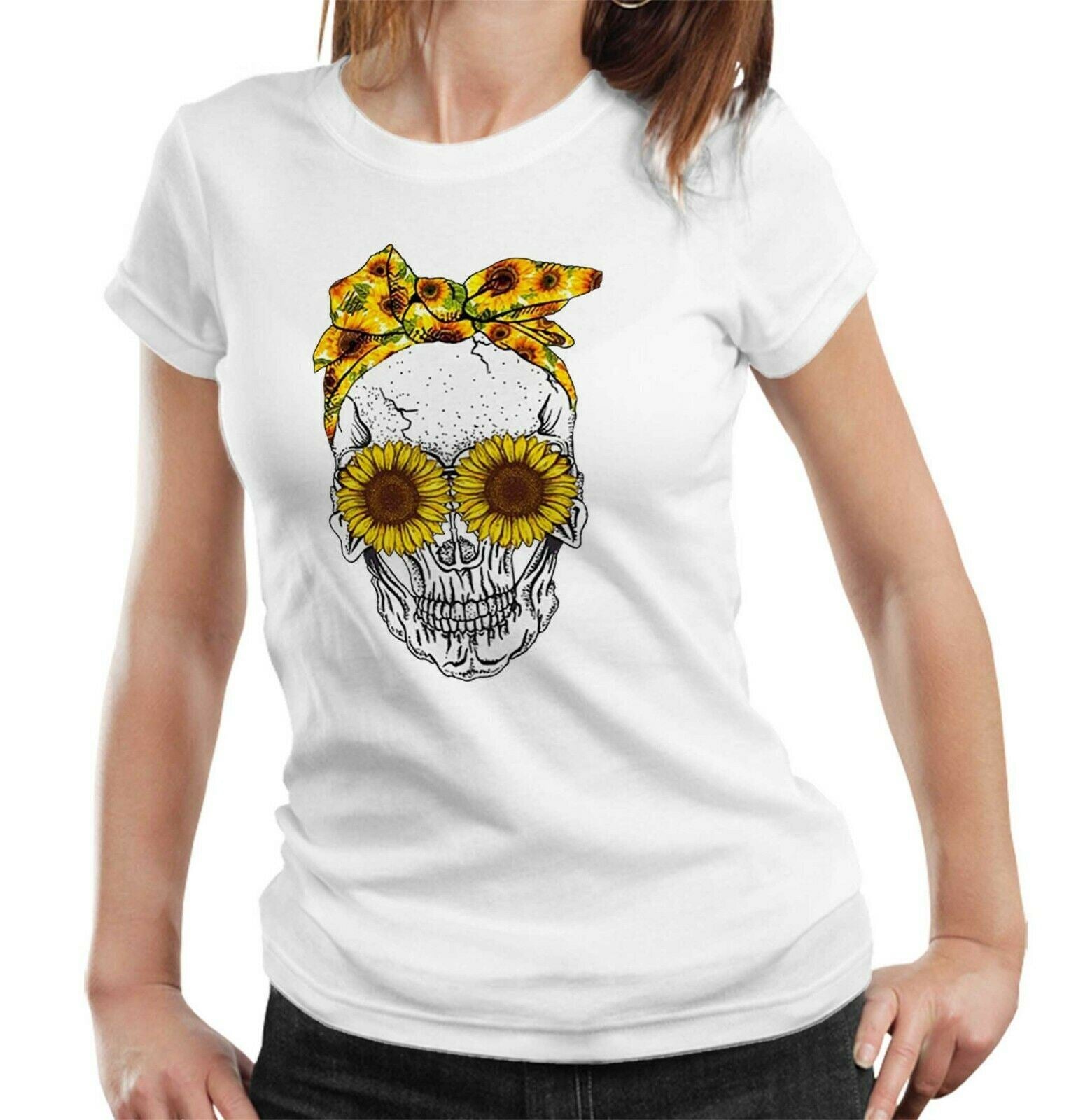 Sunflower Skull Tshirt Ladies