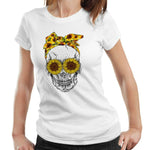 Sunflower Skull Tshirt Ladies