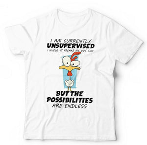 I Am Currently Unsupervised Chicken Tshirt Unisex & Kids