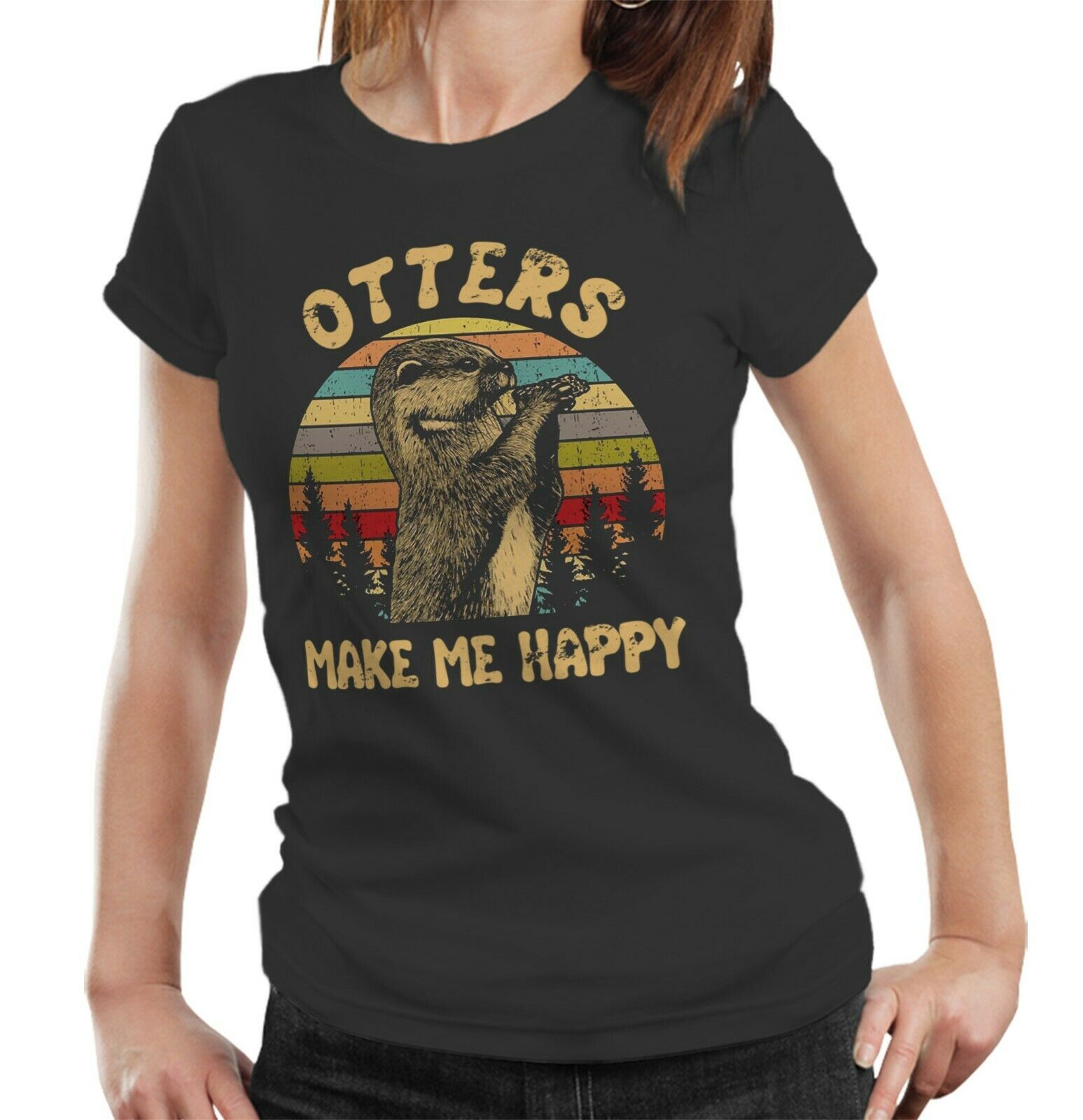 Otters Make Me Happy Tshirt Ladies