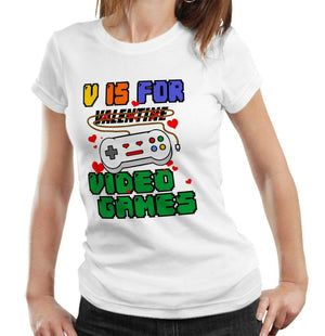 V Is For Video Games Tshirt Ladies