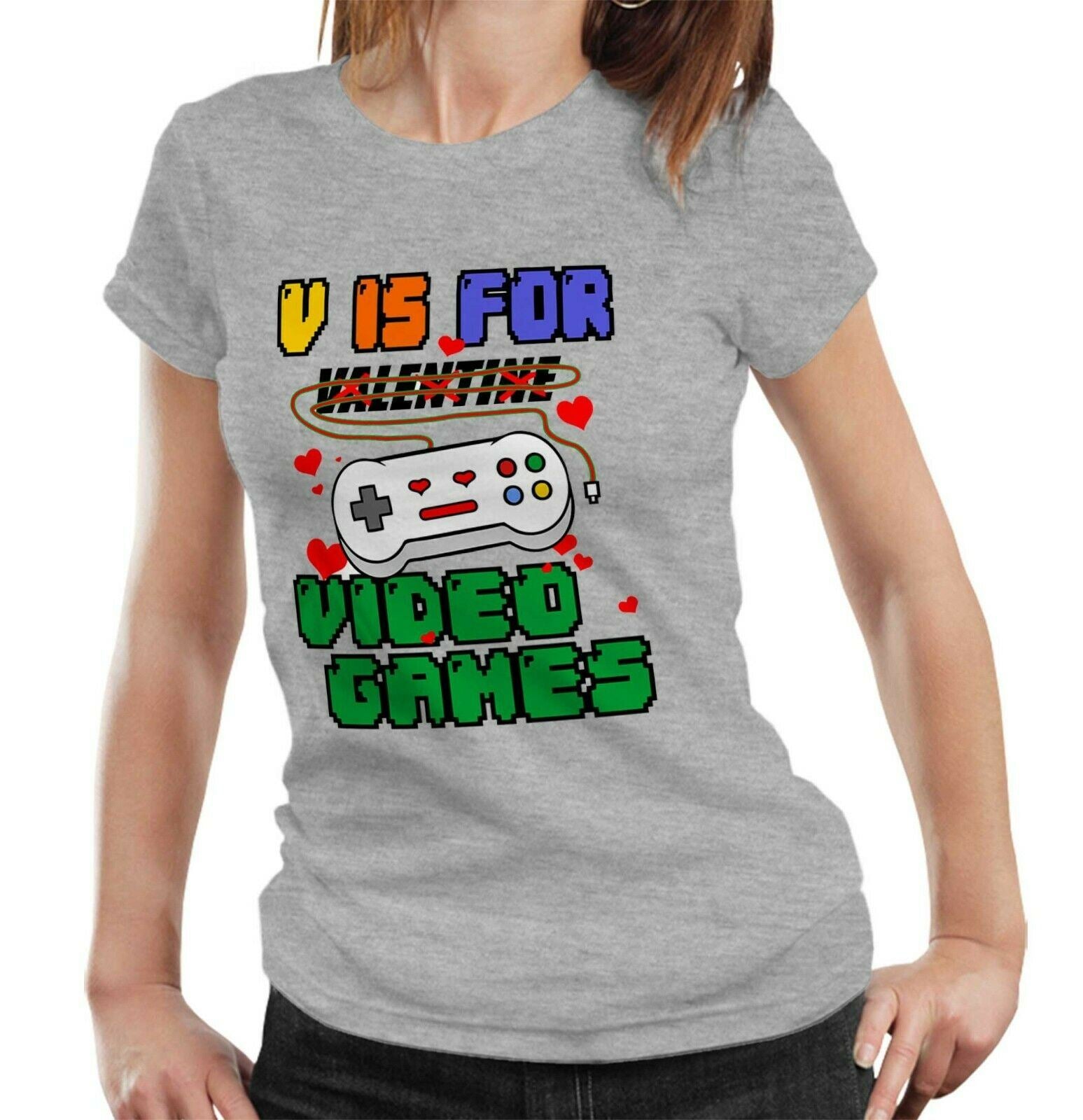 V Is For Video Games Tshirt Ladies