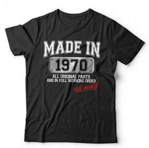 Made In 1970 Tshirt Unisex - 50th Birthday, Fathers Day, Gift