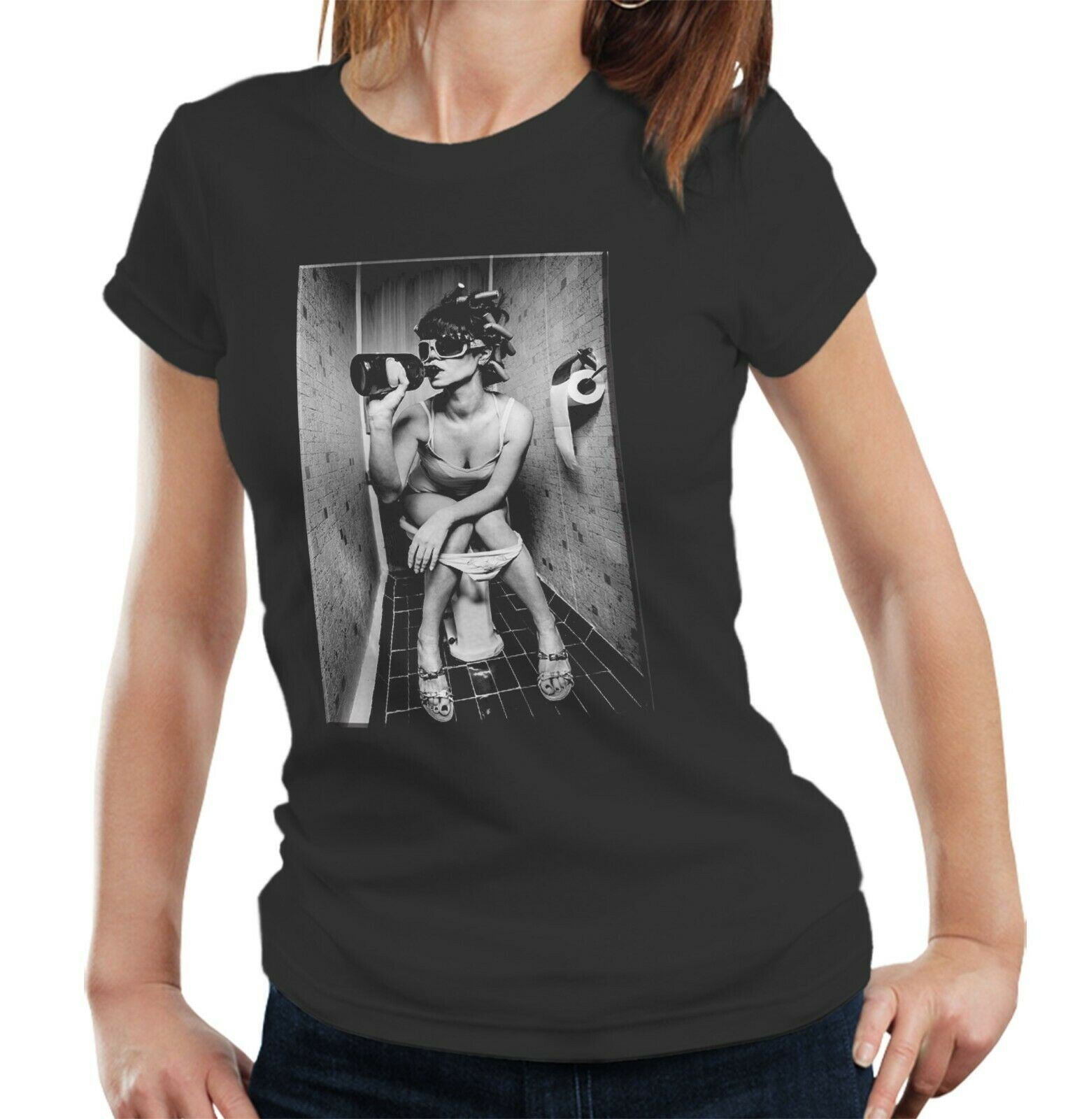 Girl Smoking/Drinking Tshirt Ladies Fitted