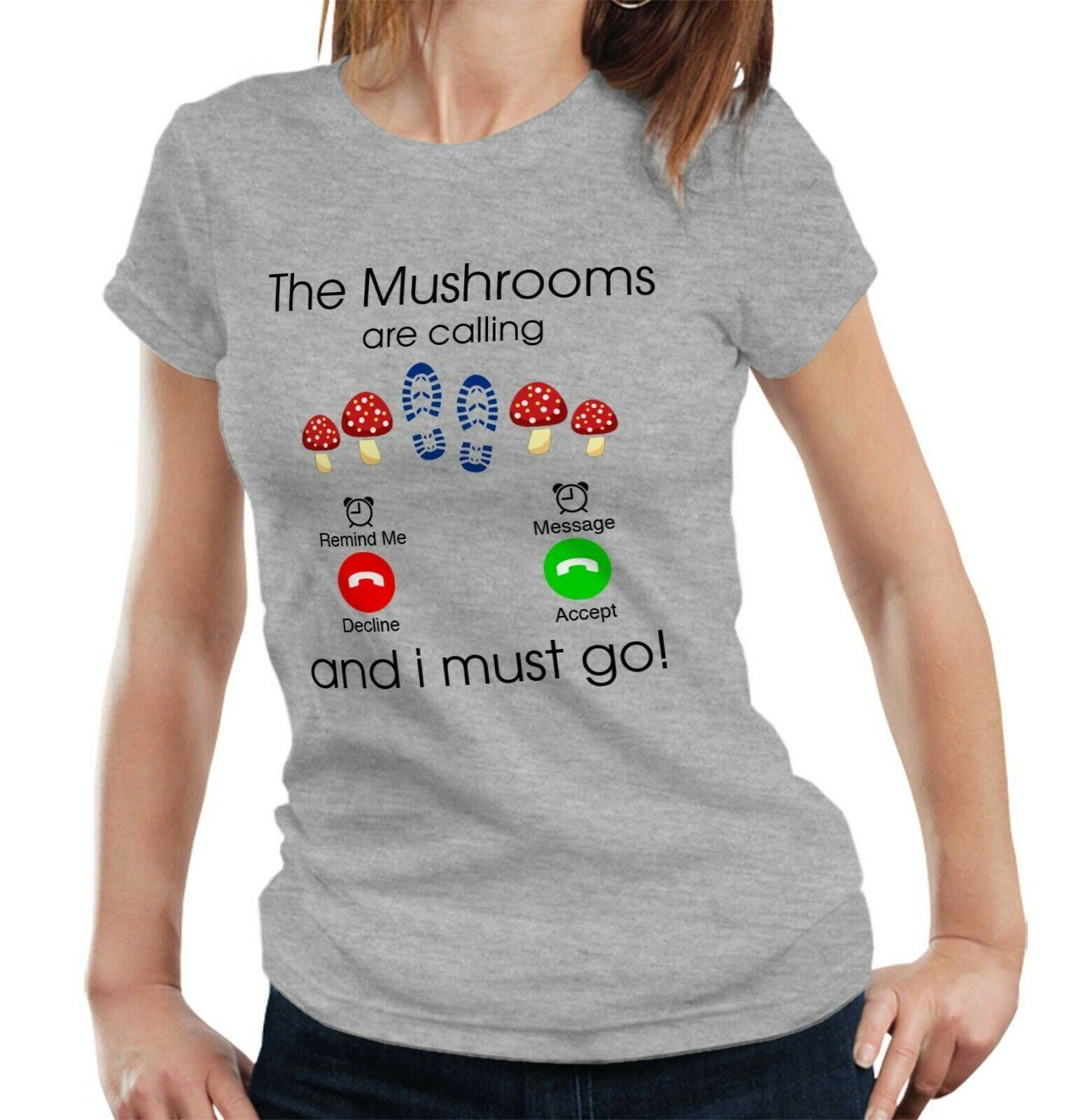 The Mushrooms Are Calling Tshirt Fitted Ladies