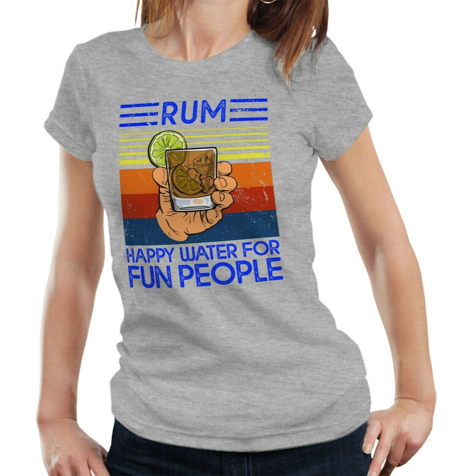 Rum Happy Water For Fun People Tshirt Fitted Ladies