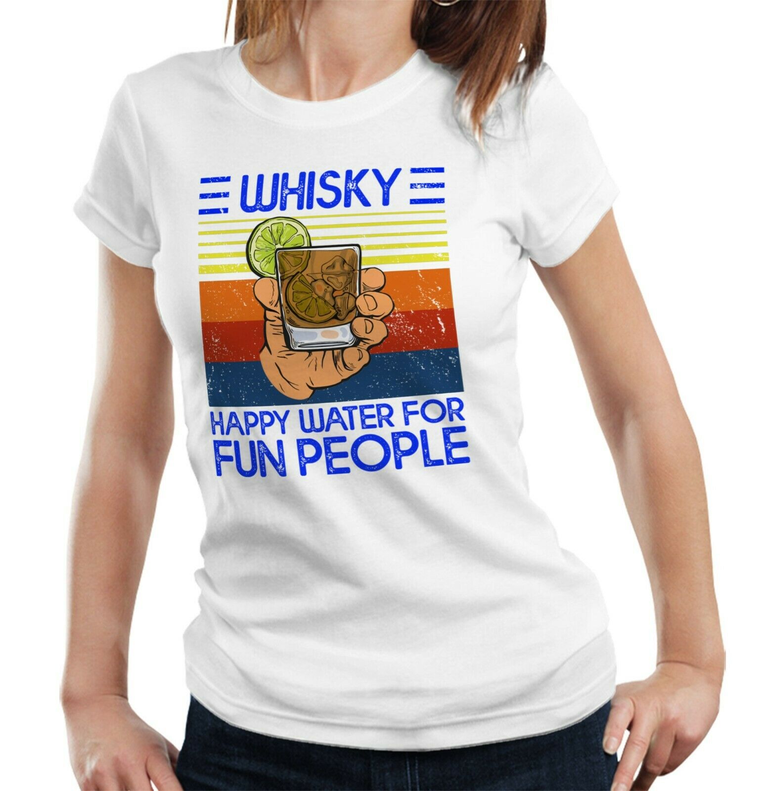 Whisky Happy Water For Fun People Tshirt Fitted Ladies