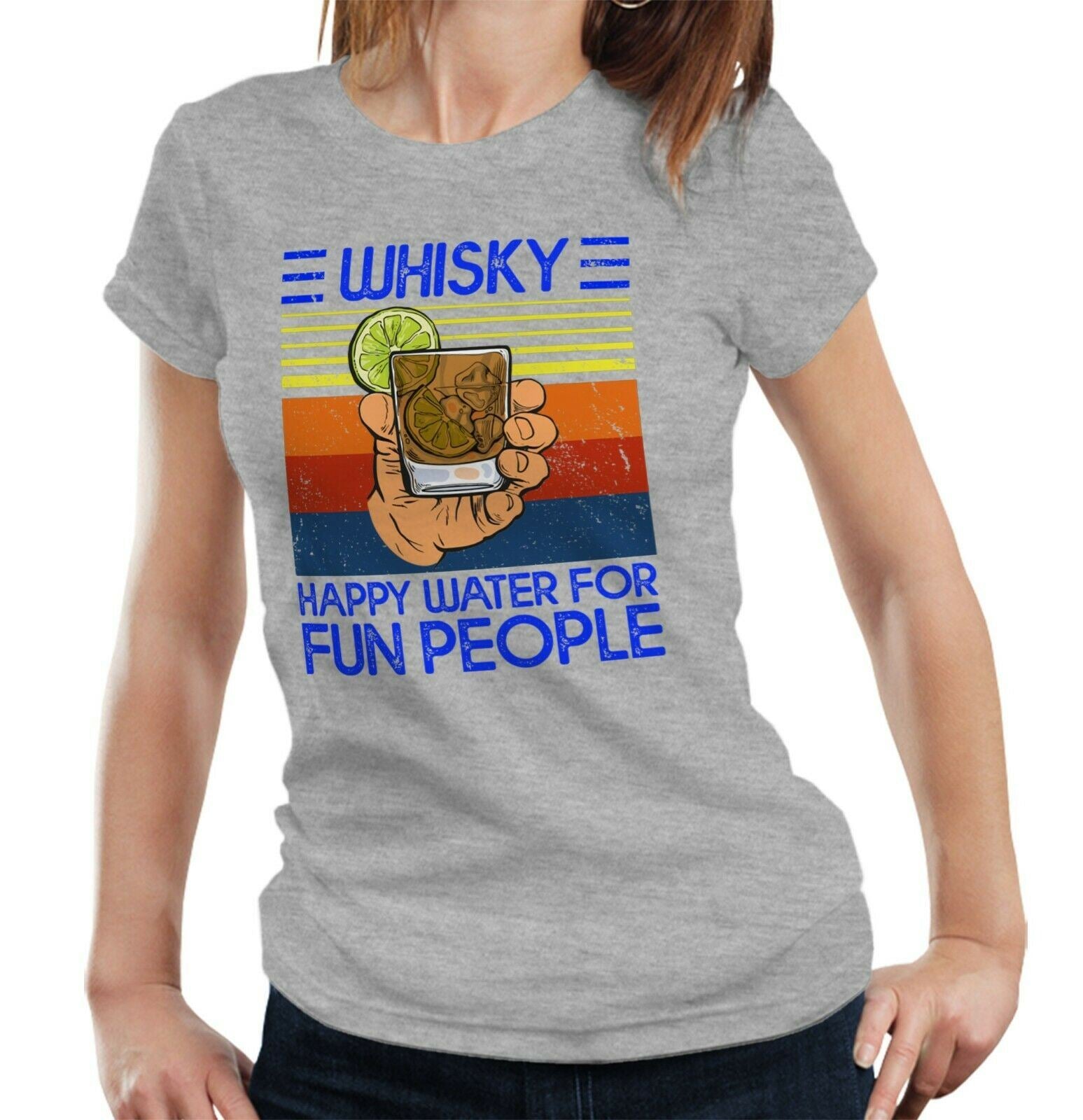 Whisky Happy Water For Fun People Tshirt Fitted Ladies