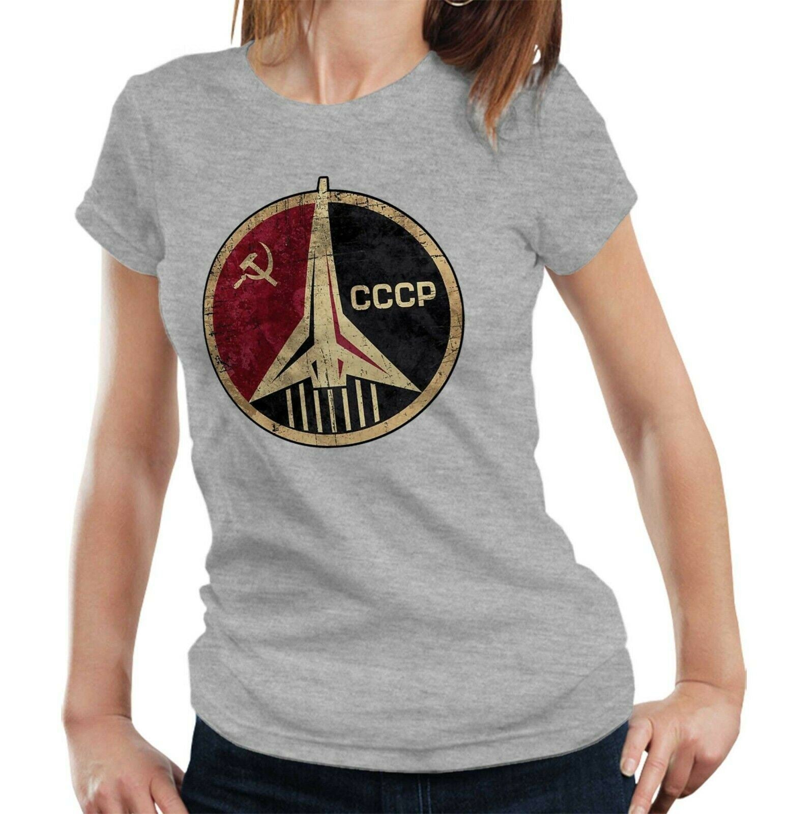 USSR Rocket CCCP Tshirt Fitted Ladies