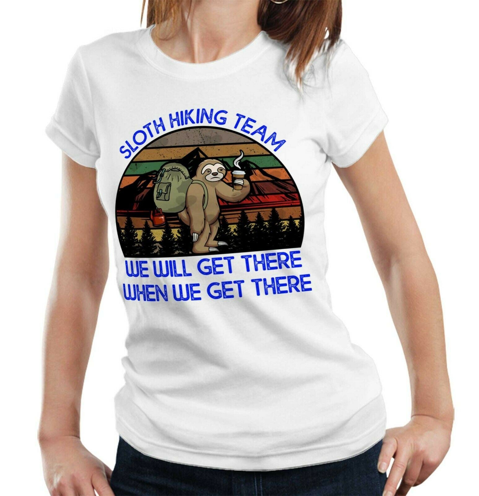 Sloth Hiking Team Tshirt Fitted Ladies